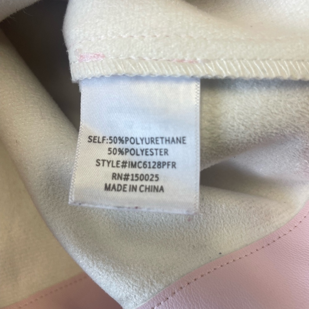 ALYA Elegant Faux Leather Light Pink Skort with Bow Detail - Picture 7 of 7